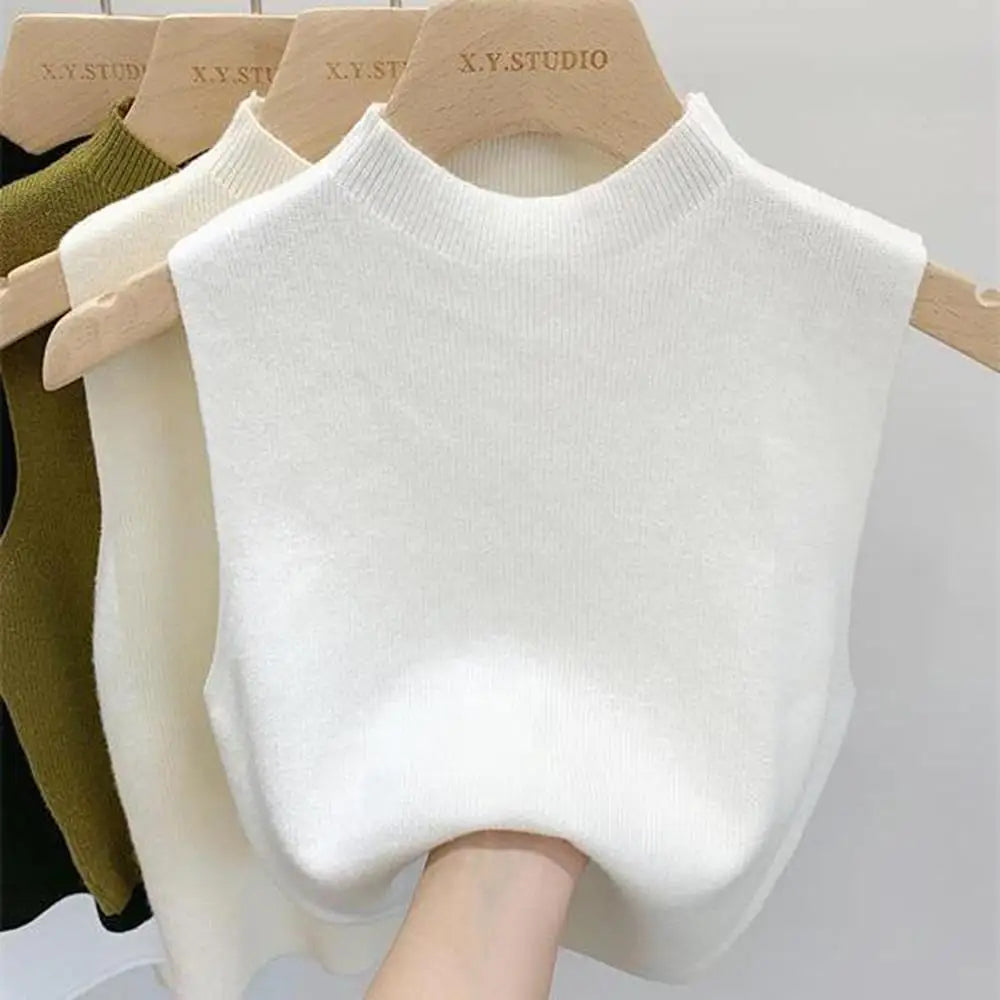 polera sin mangas cuello alto