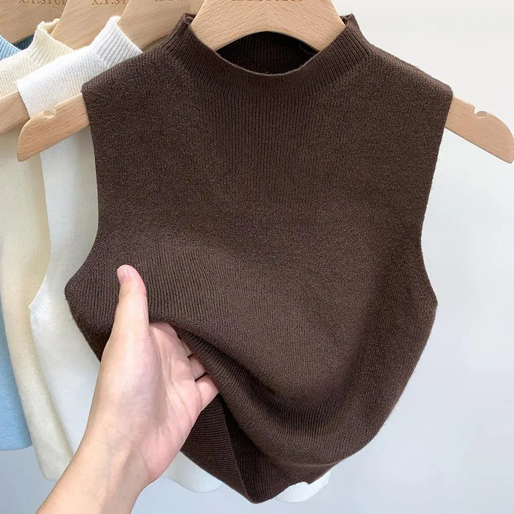 polera sin mangas cuello alto